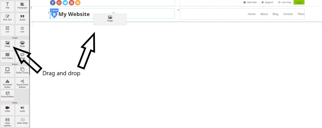 adding image widget in Sitepad