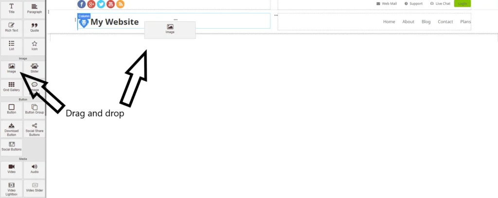 adding image widget in Sitepad