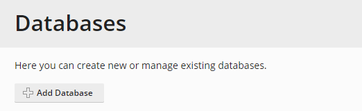 Databases options in Plesk