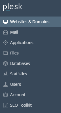 Websites & Domains section in Plesk