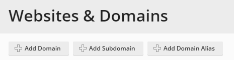 Websites & Domains section in Plesk