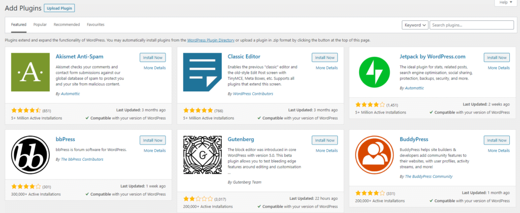 Wordpress plugin directory screen