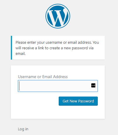 Wordpress password reset screen