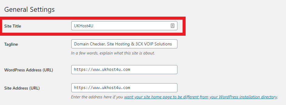 Site Title option in WordPress