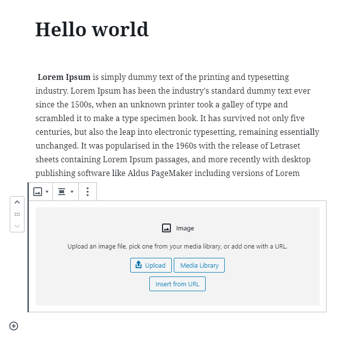 image upload screen WordPress