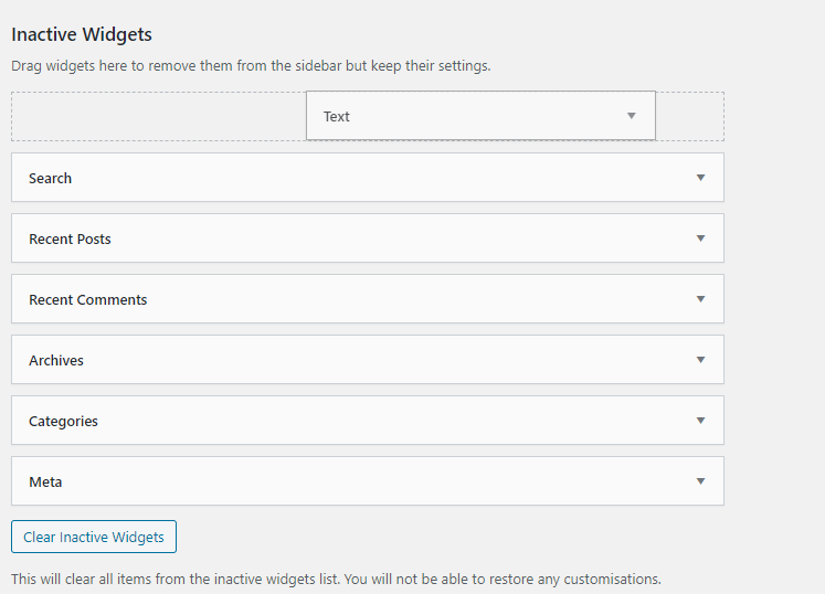 deactivating widgets in WordPress