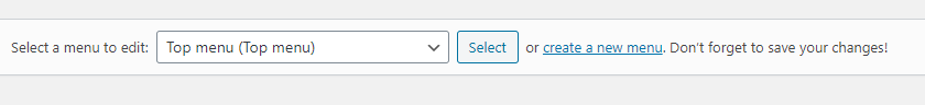creating a new menu screen in WordPress