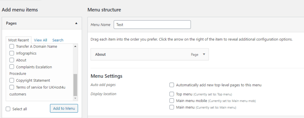 item added to menu in WordPress