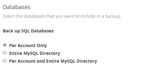 database backup options in WHM