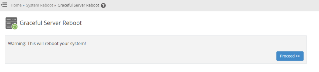 graceful server reboot option in WHM