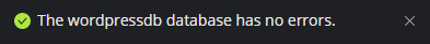 database check success screen in Plesk