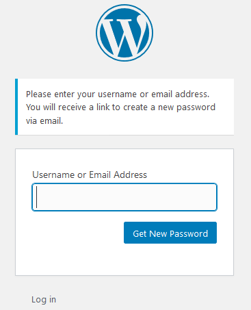 Wordpress password reset screen