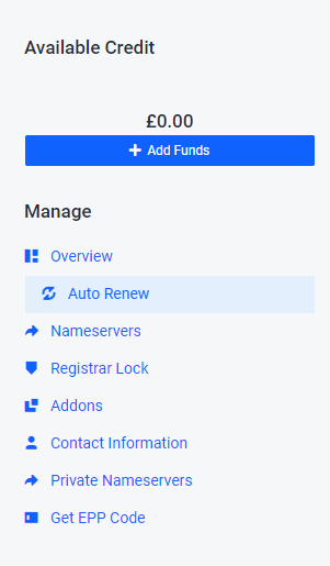 image showing billing options in Client Area