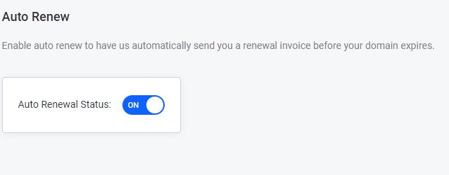image of auto renew status in Client Area
