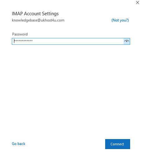 entering password screen on Outlook