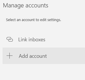 manage accounts screen on Windows Mail