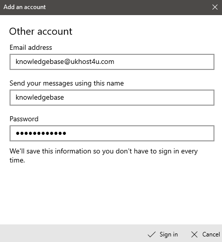 add account options in Windows Mail