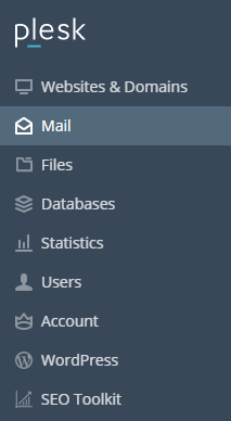 mail option in Plesk