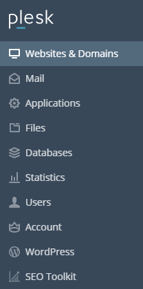 Websites & Domains section in Plesk