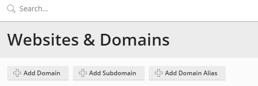 Websites & Domains section in Plesk