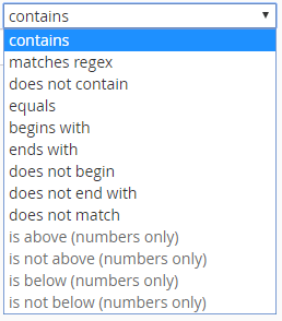 screenshot of contains rule