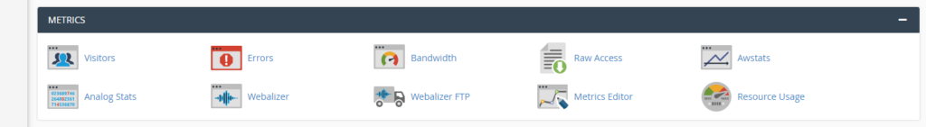 Metrics section in cPanel