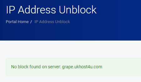 image showing IP address unblock in Client Area