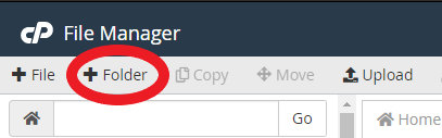 screenshot showing add folder in cPanel