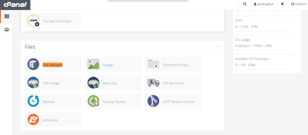 viewing disk space and usage for shared account in cpanel - ukhost4u.com