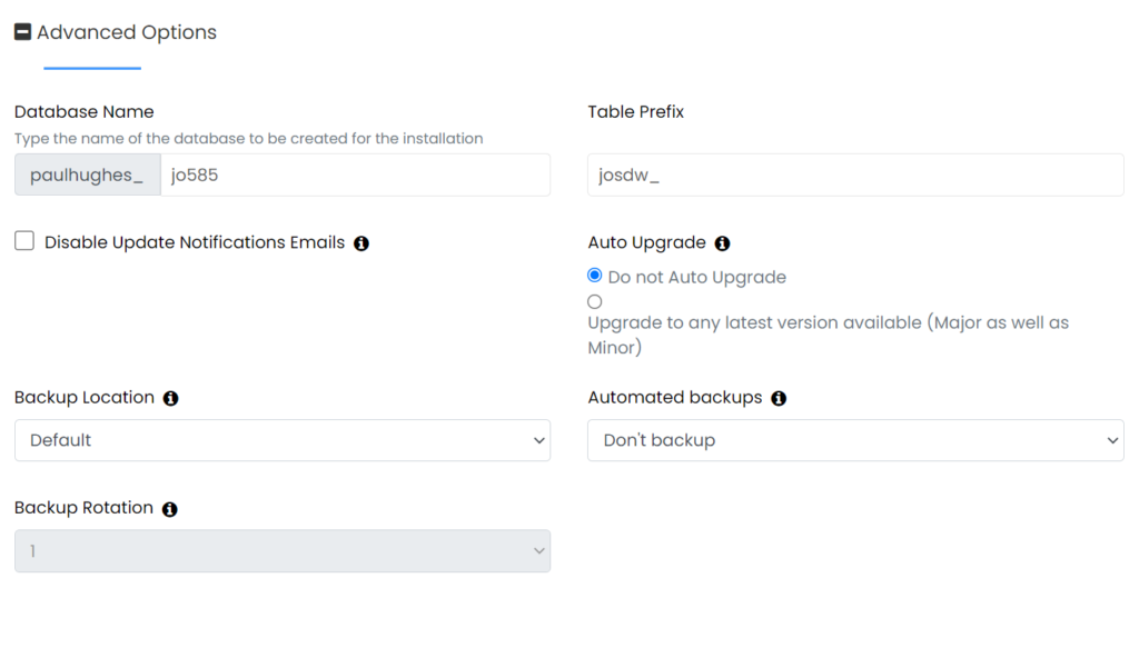 ukhost4u.com Joomla installation using Softaculous