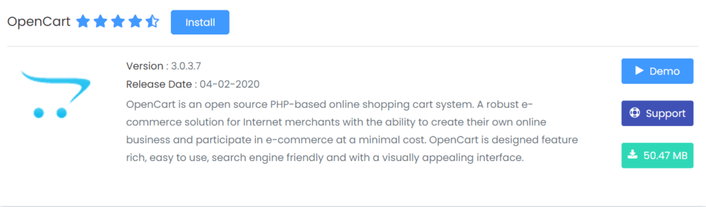 UKHost4U ecommerce software within Softaculous