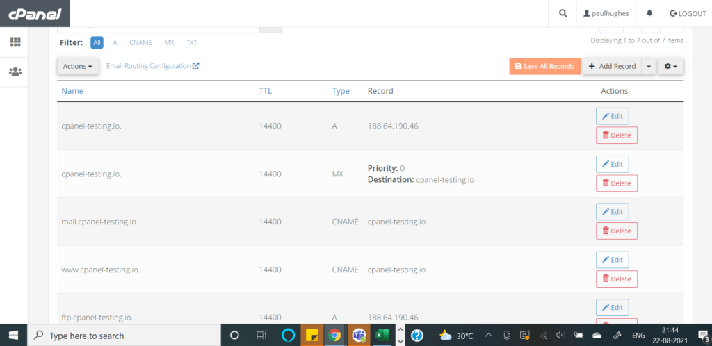 DNS editor in UKHost4u.com