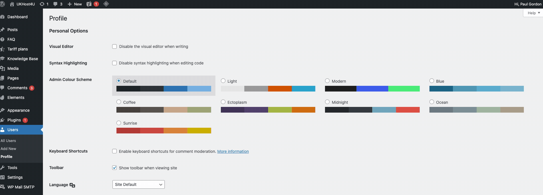 Changing the colour scheme