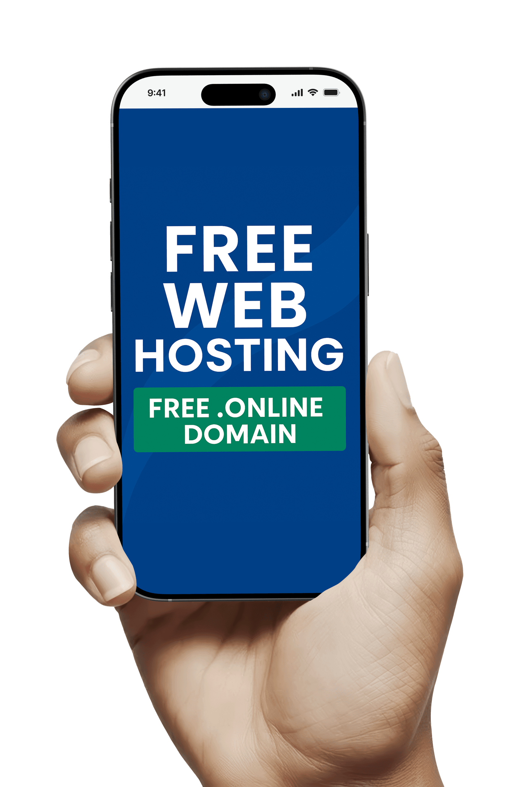 iPhone mockup displaying the free web hosting dashboard interface