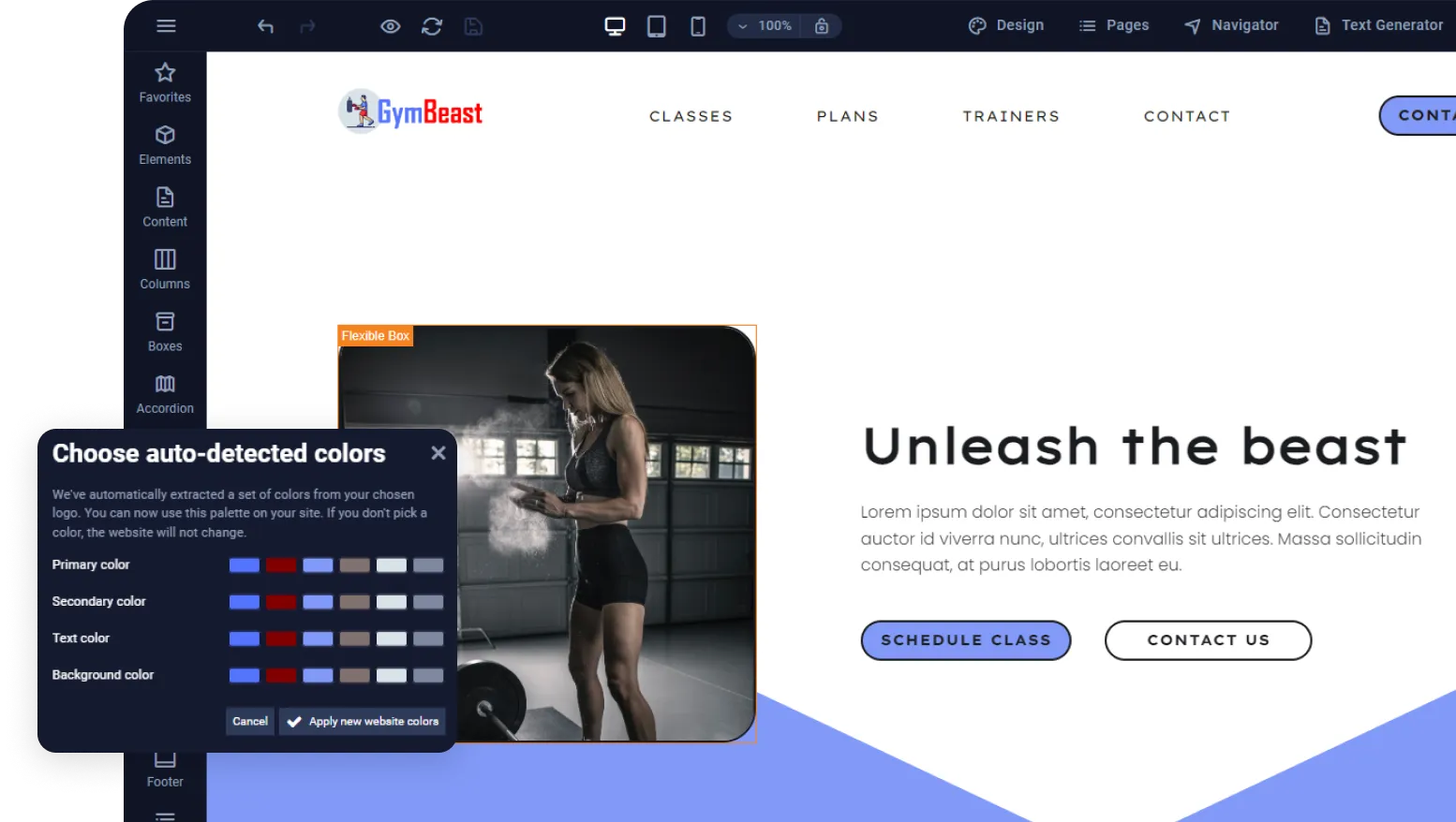 Sitejet interface mockup image showing the builder in action