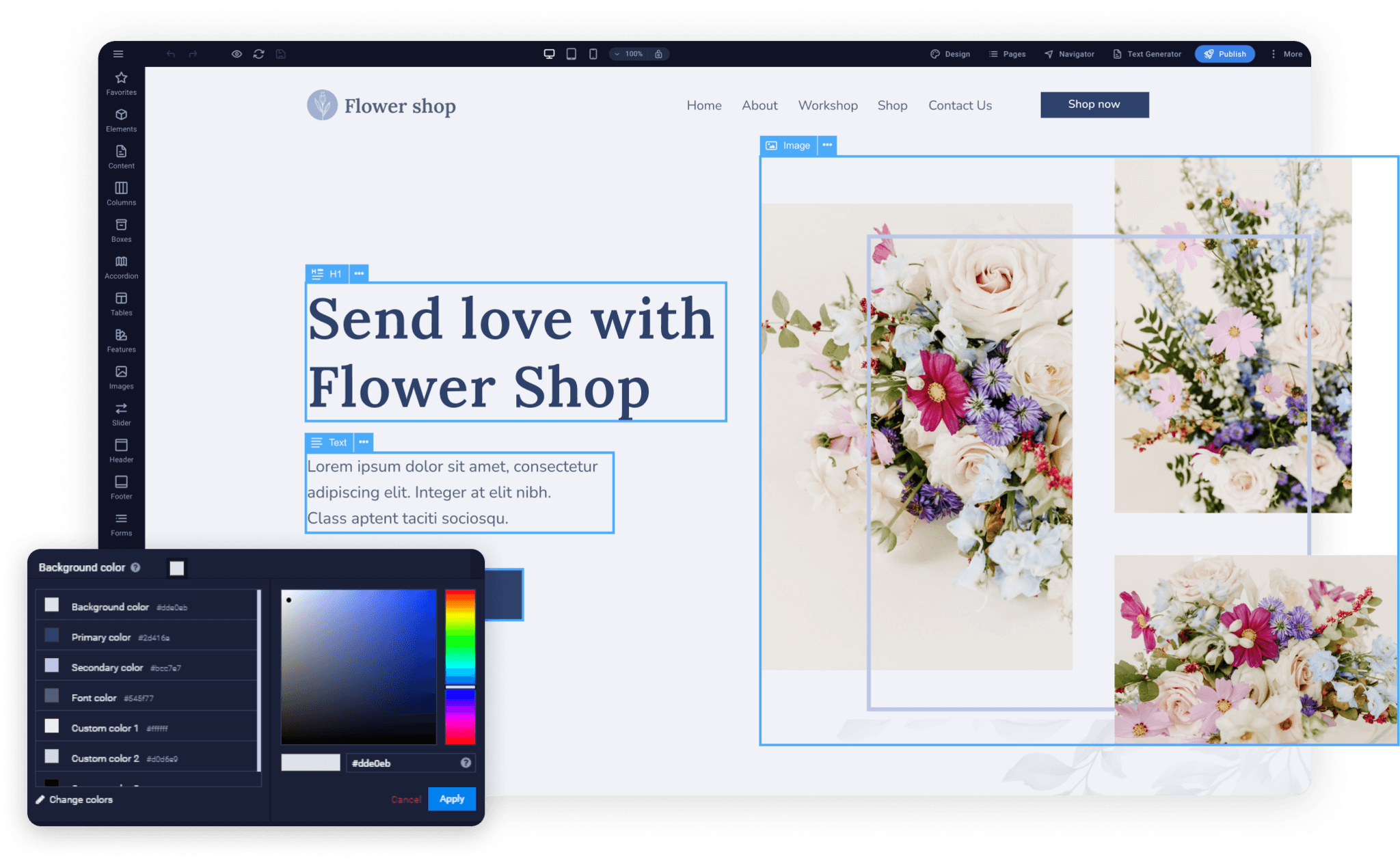 Illustration of the Sitejet website builder interface
