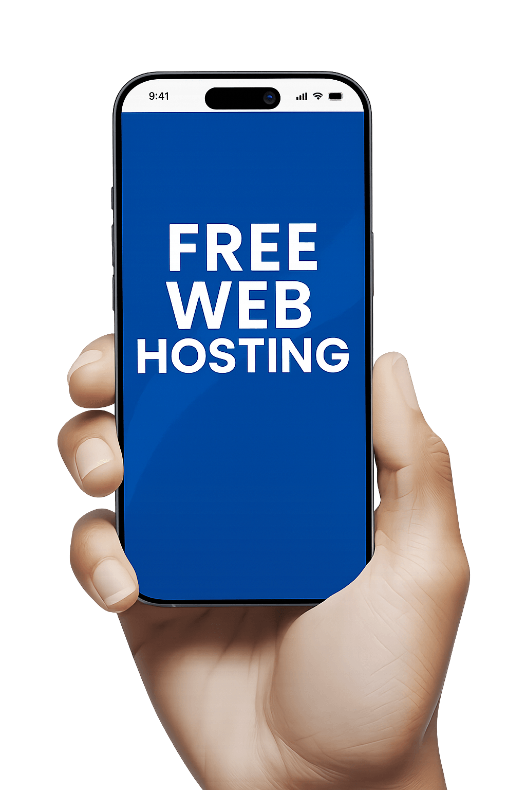 iPhone mockup displaying the free web hosting dashboard interface